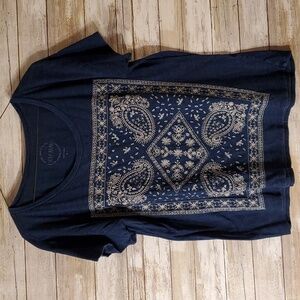 Lucky Brand Paisley Embroidered Tee sz L